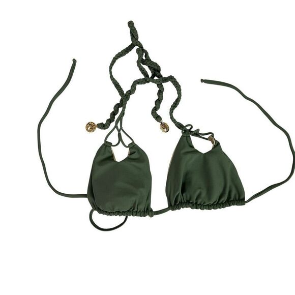 Luli Fama Cosita Buena XS Bikini Olive Cheeky Bottom Triangle Top - Picture 2 of 14